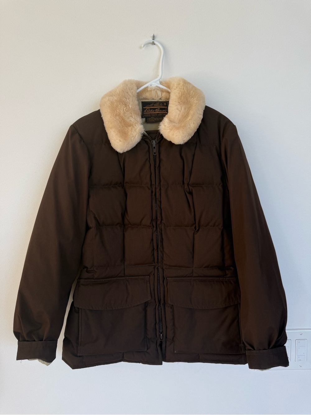 RARE Vintage Eddie Bauer Brown Fitted Goose Down Puffer sz S